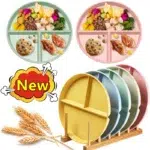 8 Styles Eco-Friendly Wheat Straw Divided Plate
