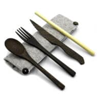 Dark Wood Cutlery Set (Dark grey bag) - Image 7