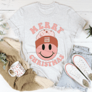 Merry Christmas Smiley Tee - Image 6