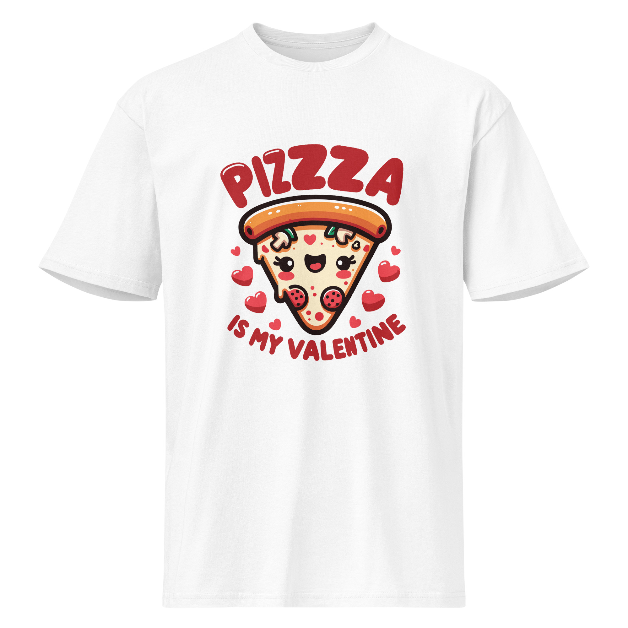 cotton-heritage-mc1082-i-mens-premium-short-sleeve-tee-white-front-697ceb2ed7420.jpg Pizza is My Valentine Short Sleeve T-shirt - Image 1