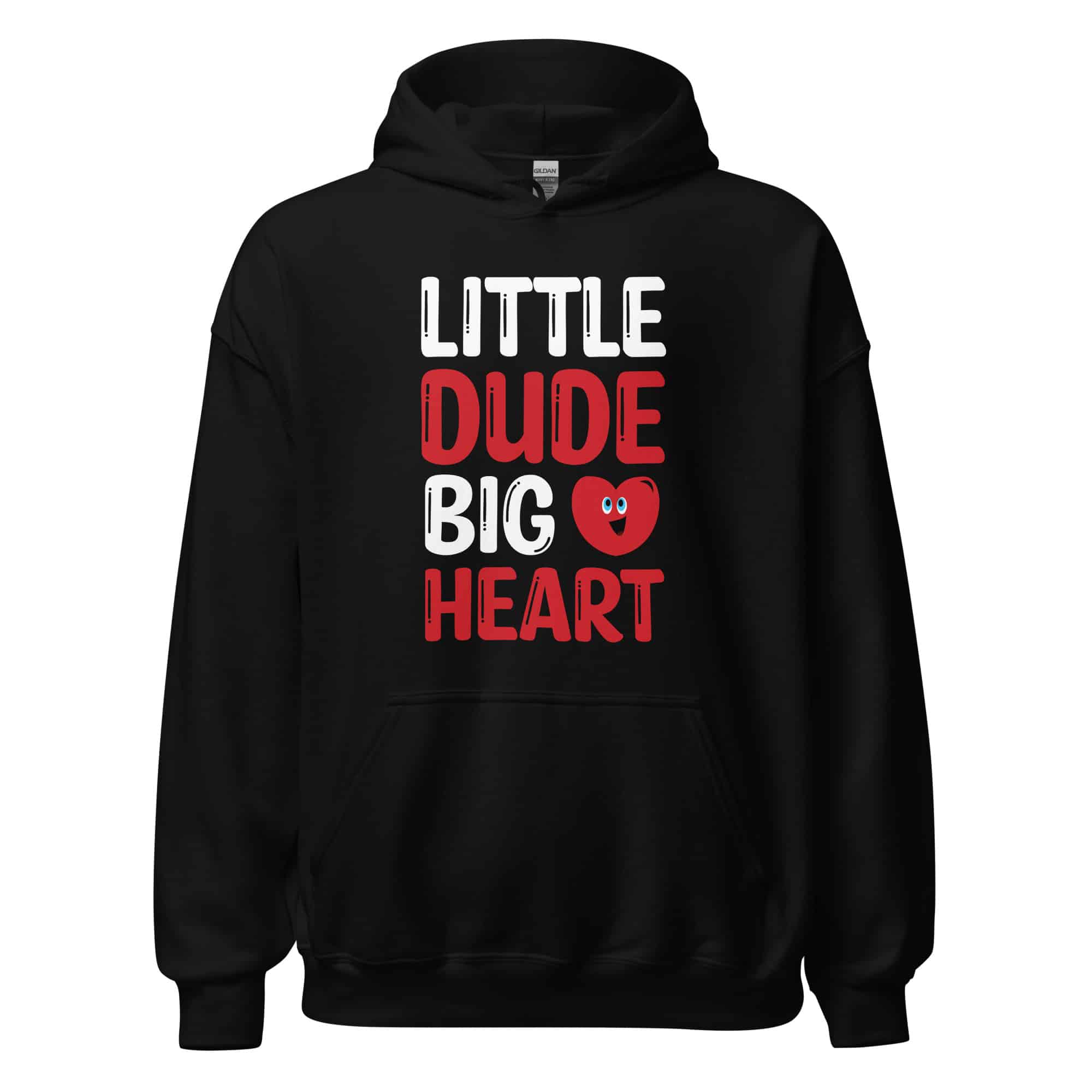 unisex-heavy-blend-hoodie-black-front-6983852264457.jpg Little Dude Big Heart Valentine Hoodie - Image 1